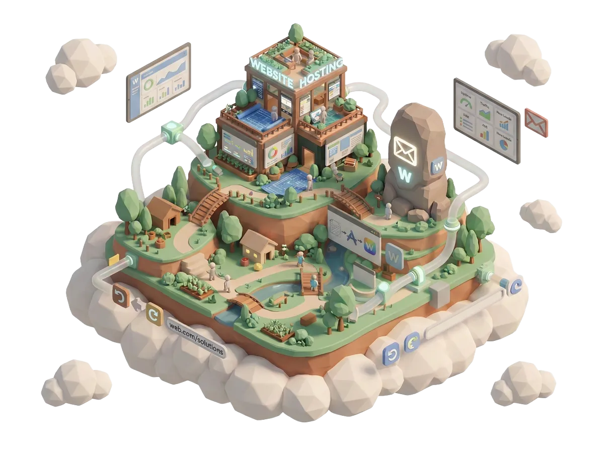 Ecosistema digital con sitios web, email y plataformas conectadas