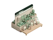 Diorama de un sitio web integrado con naturaleza